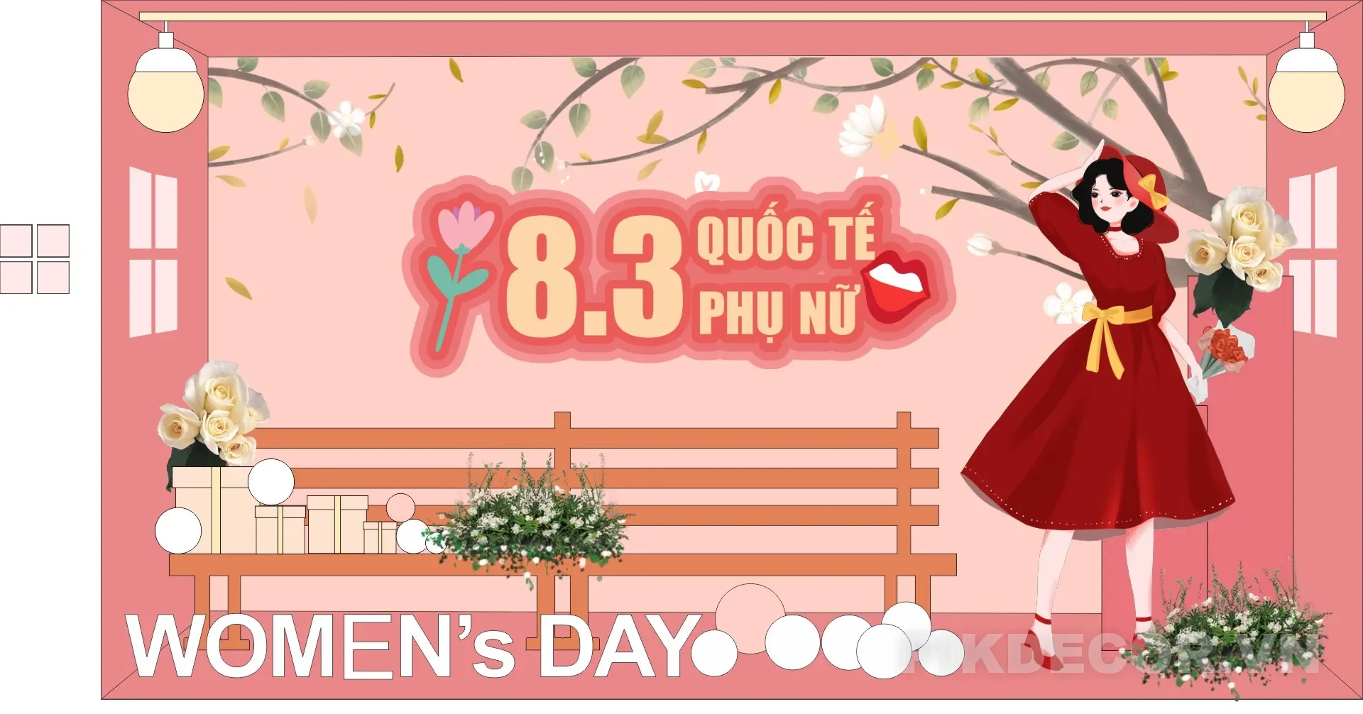 Backdrop 8/3 Hiện Đại – Sự Kết Hợp Hoàn Hảo Giữa Nghệ Thuật Và Màu Sắc