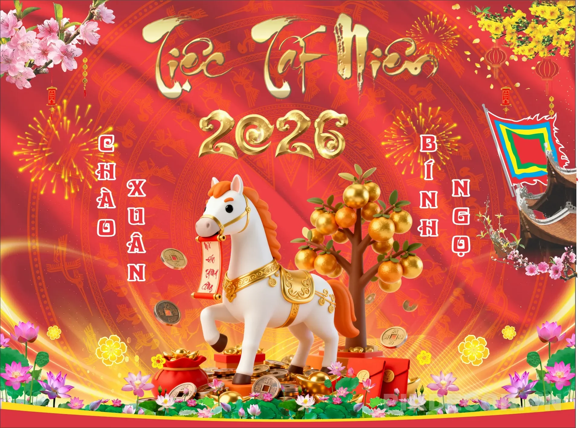 Backdrop Tết Chuẩn In Ấn Mới Nhất