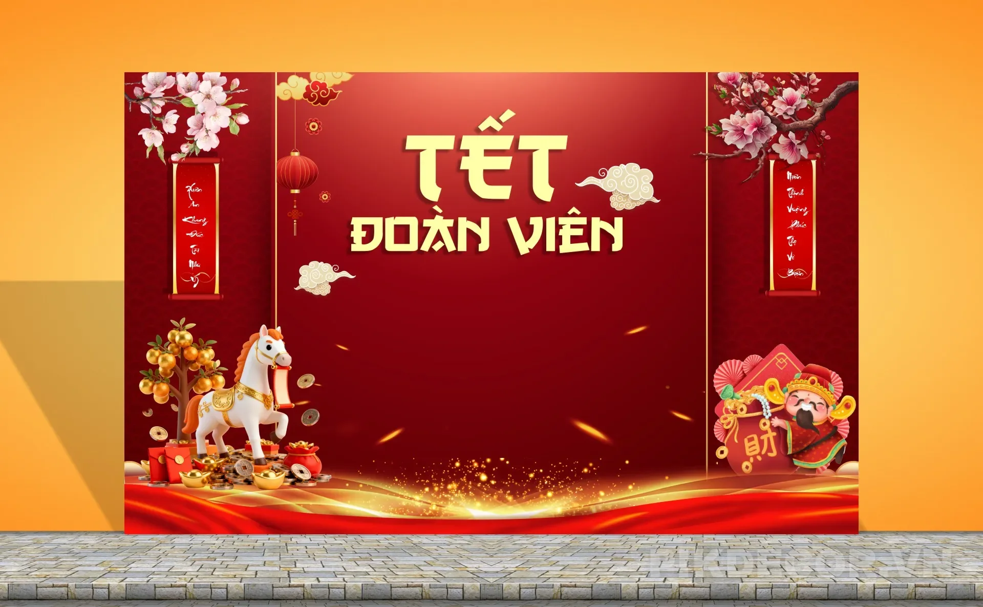 Backdrop Tết Sự Kiện Đẹp – File Corel Chất Lượng Ca