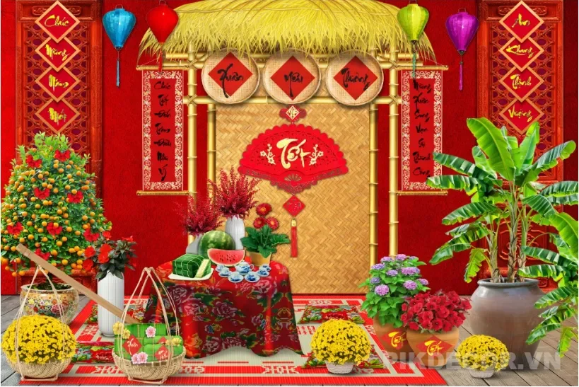 Backdrop Tiểu Cảnh Hot Nhất Mùa Tết, File Chuẩn In Ấn