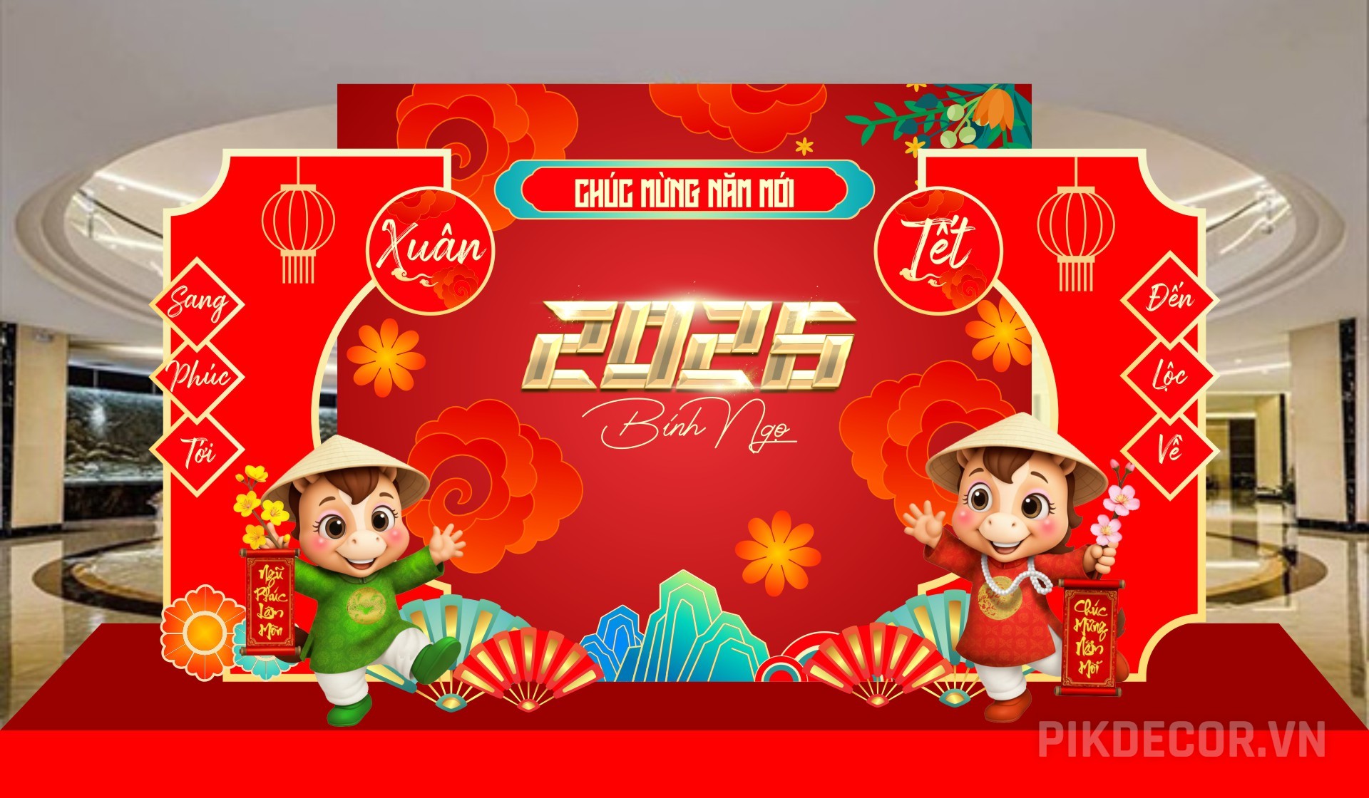 Backrop Decor Tết Bính Ngọ 2026 Mới Nhất