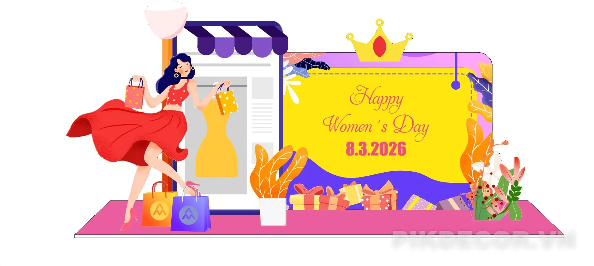 Banner 8/3 Cho Shop Thời Trang - Tài Nguyên Thiết Kế Sự Kiện "Happy Women's Day" 2026.