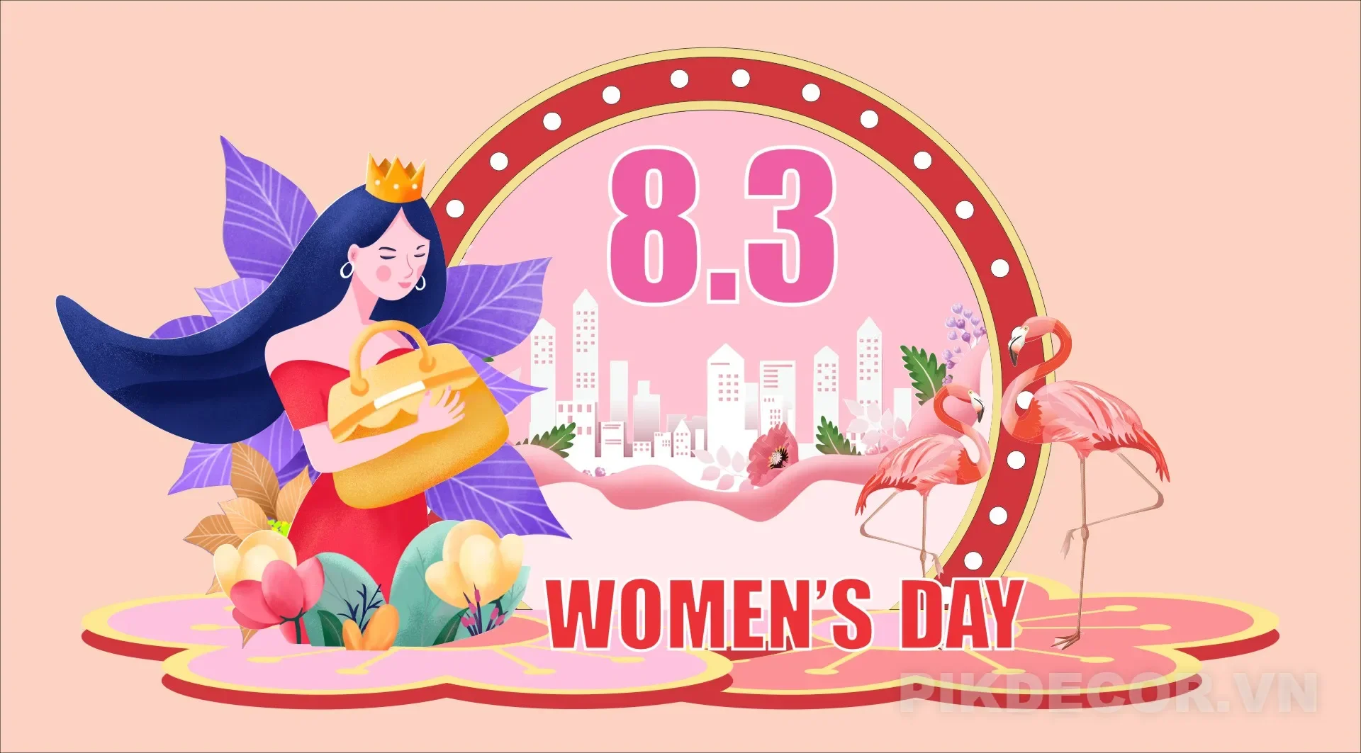 Hare Vector Backdrop 8/3 Nhẹ Nhàng, Thanh Lịch Cho Sự Kiện Quốc Tế Phụ Nữ.