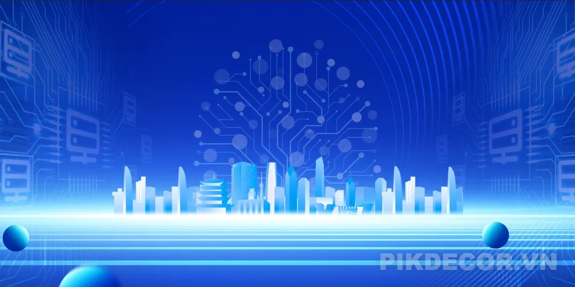 Mẫu Background Thành Phố Công Nghệ 4.0 – Xu Hướng Thiết Kế Tương Lai