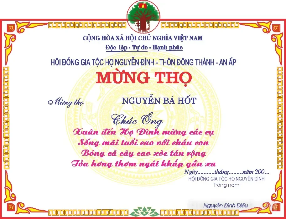 Mẫu Giấy Mừng Thọ Hội Người Cao Tuổi Mới Nhất 02