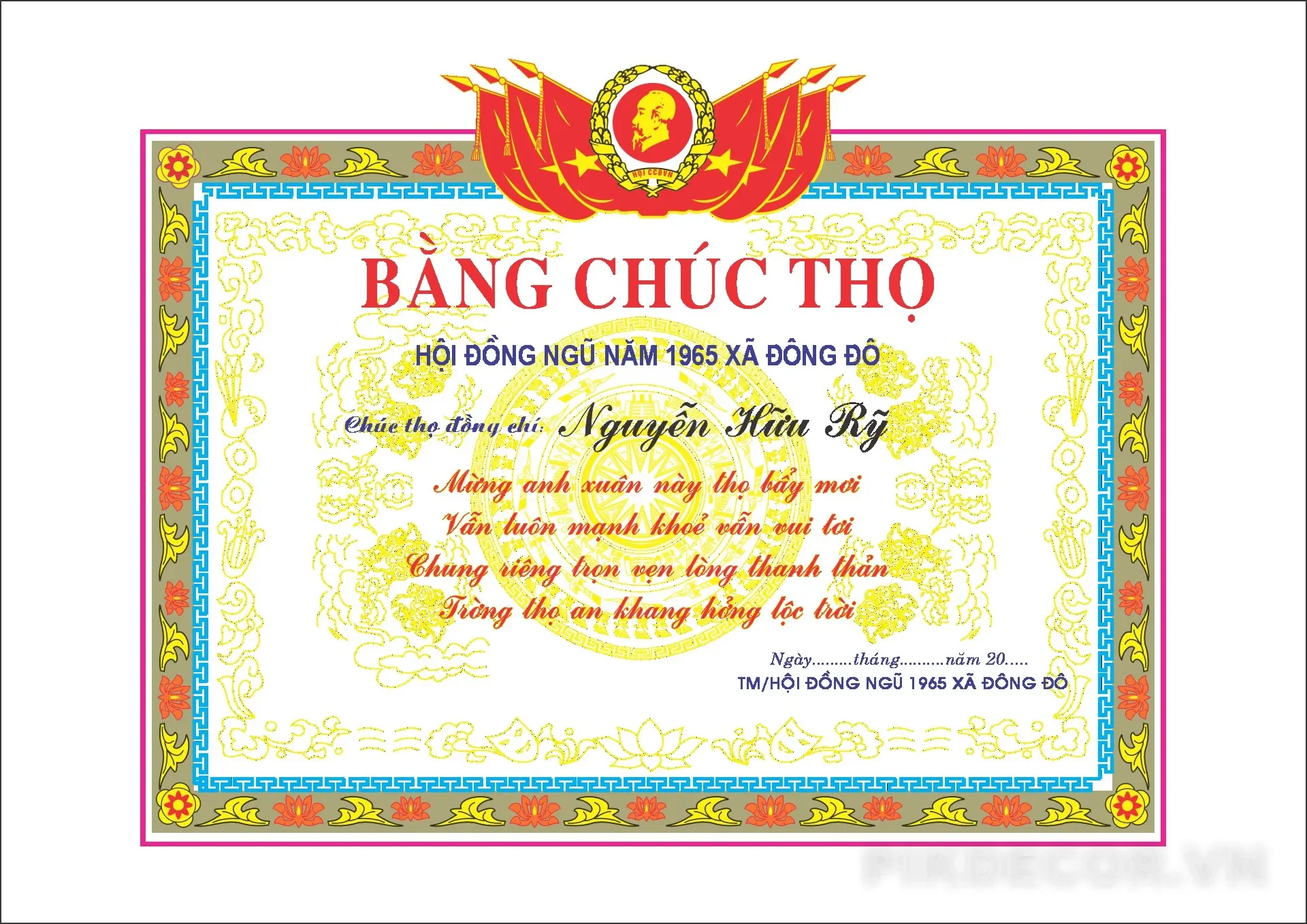 Mẫu Giấy Mừng Thọ Hội Người Cao Tuổi Mới Nhất 03