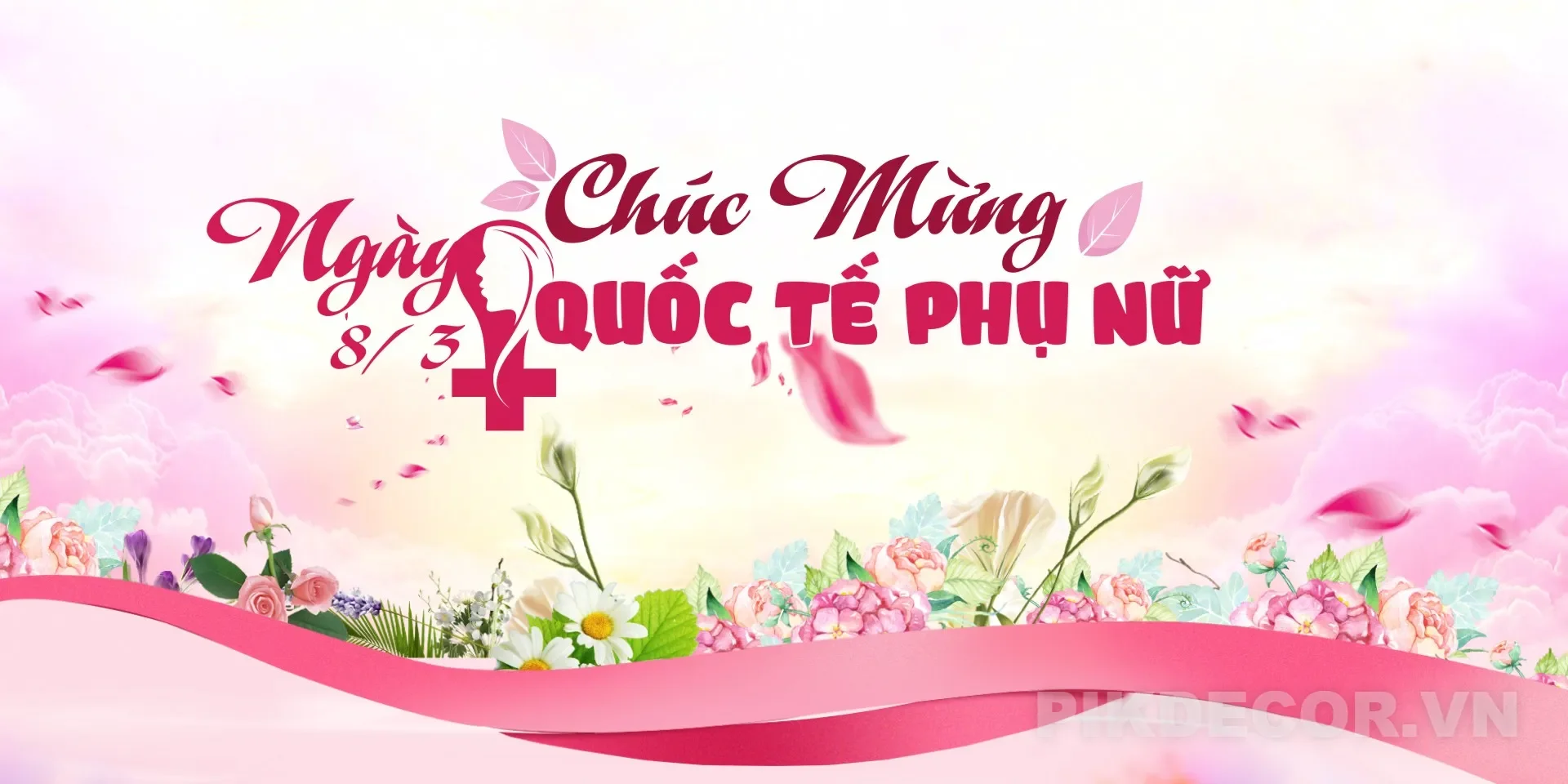 Phông Backdrop Chúc Mừng Ngày Quốc Tế Phụ Nữ 08 - 3, File Chuẩn In Ấn 09