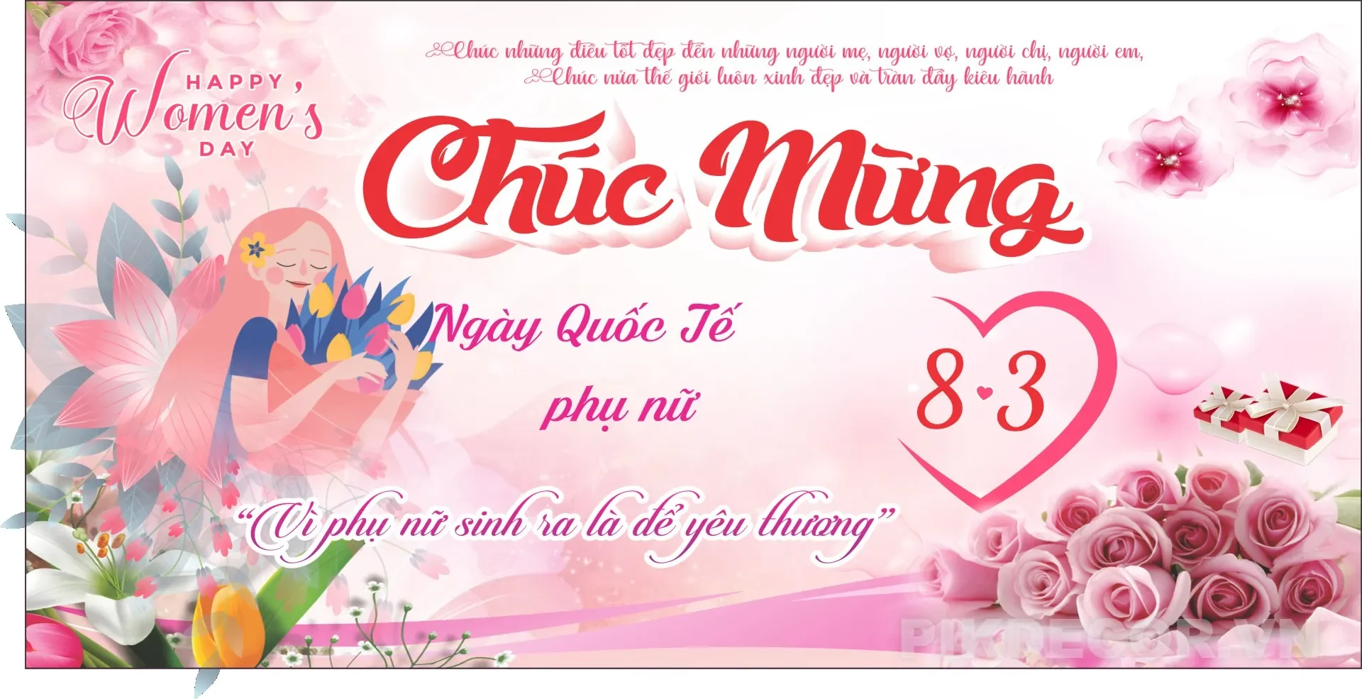 Phông Backdrop Chúc Mừng Ngày Quốc Tế Phụ Nữ 08 - 3, File Chuẩn In Ấn 16
