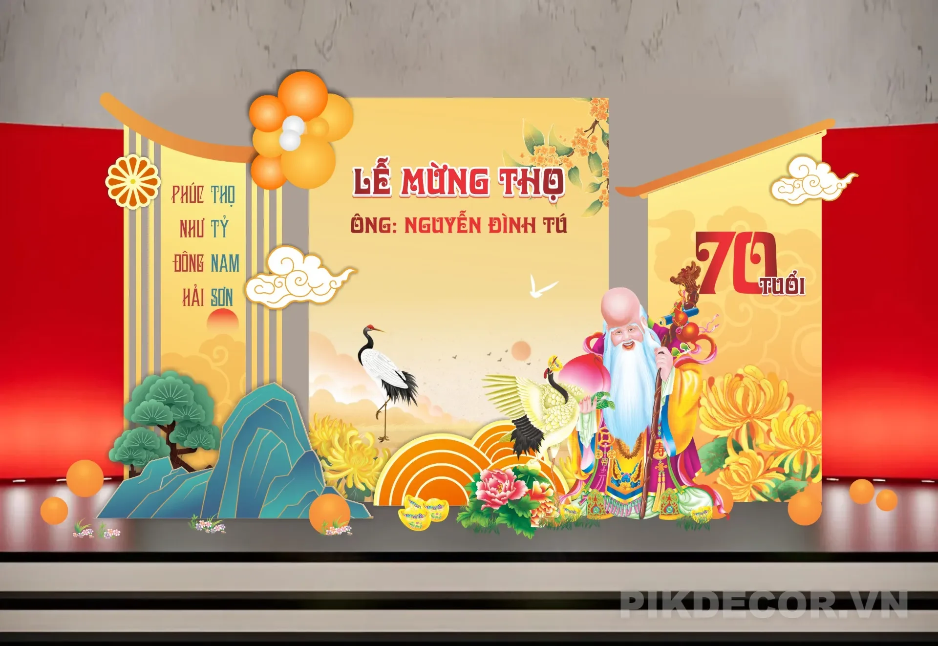 Phông Backdrop Decor Lễ Mừng Tọ 2026 Tết Bính Ngọ