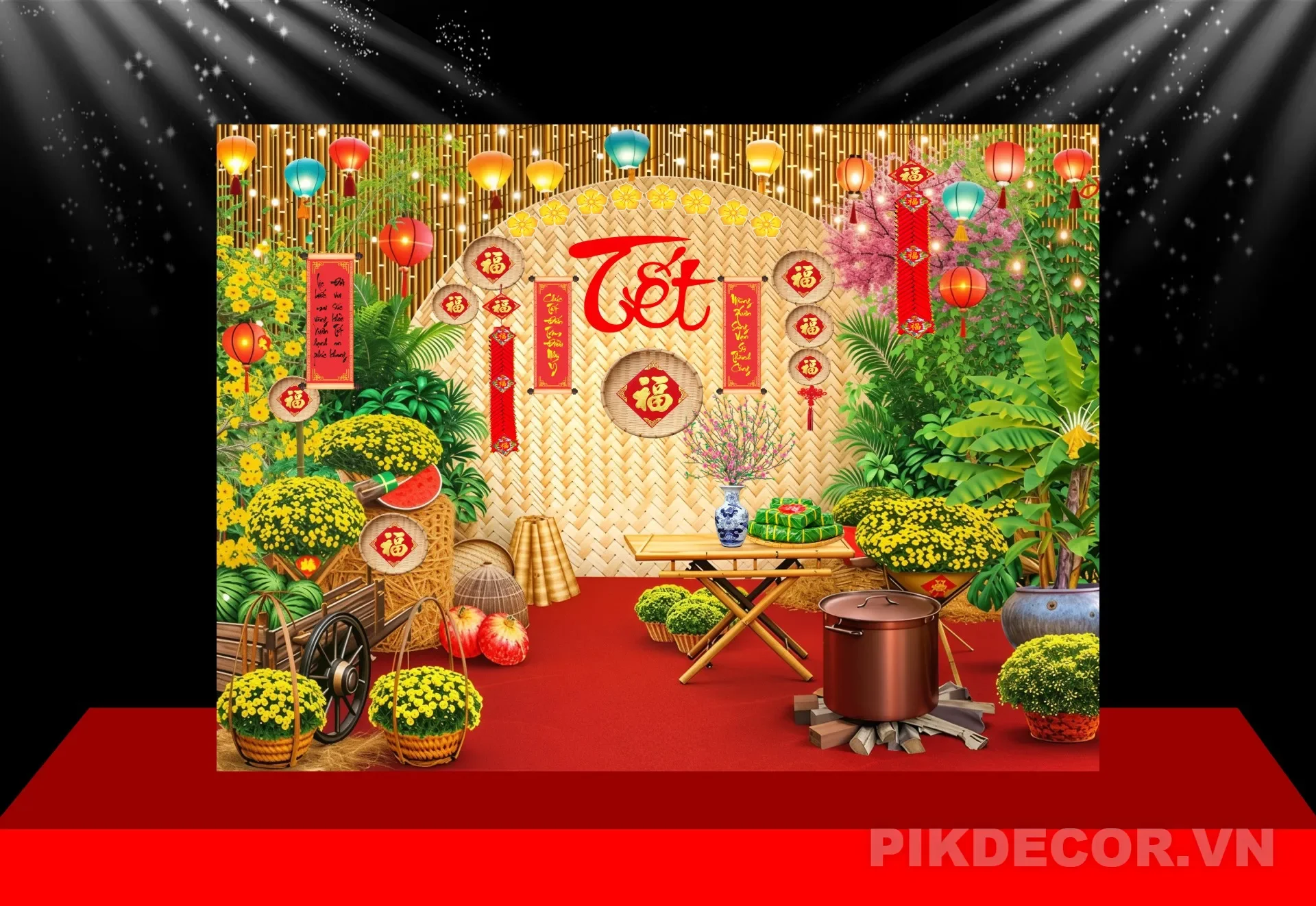 Phông Bạt Backgroud Tiểu Cảnh Tết Hot Nhất 26