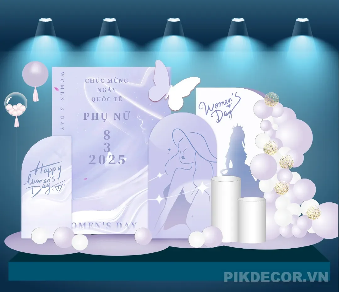 Phông Nền 8/3 Nghệ Thuật, Backdrop 8/3 Thơ Mộng