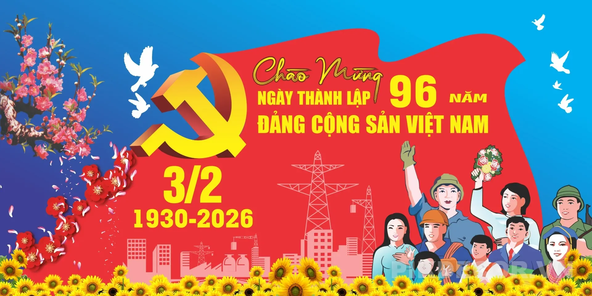 Phông Pano Chào Mừng Thành Lập Đảng Mới Nhất