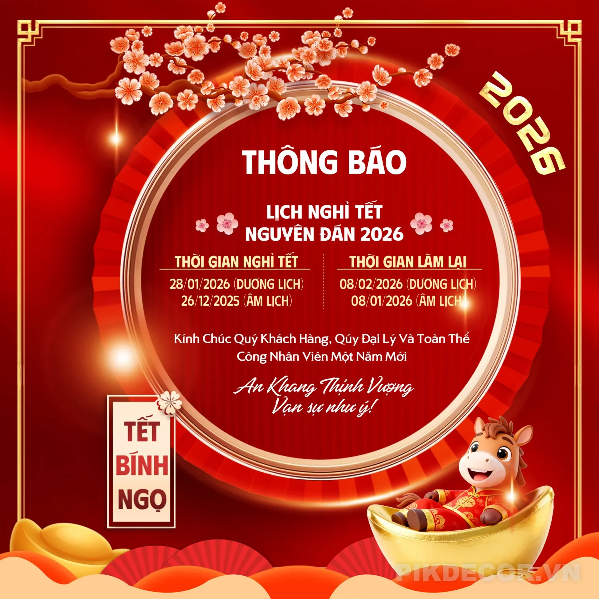 Thông Báo Lịch Nghĩ Tết File Vetor Psd