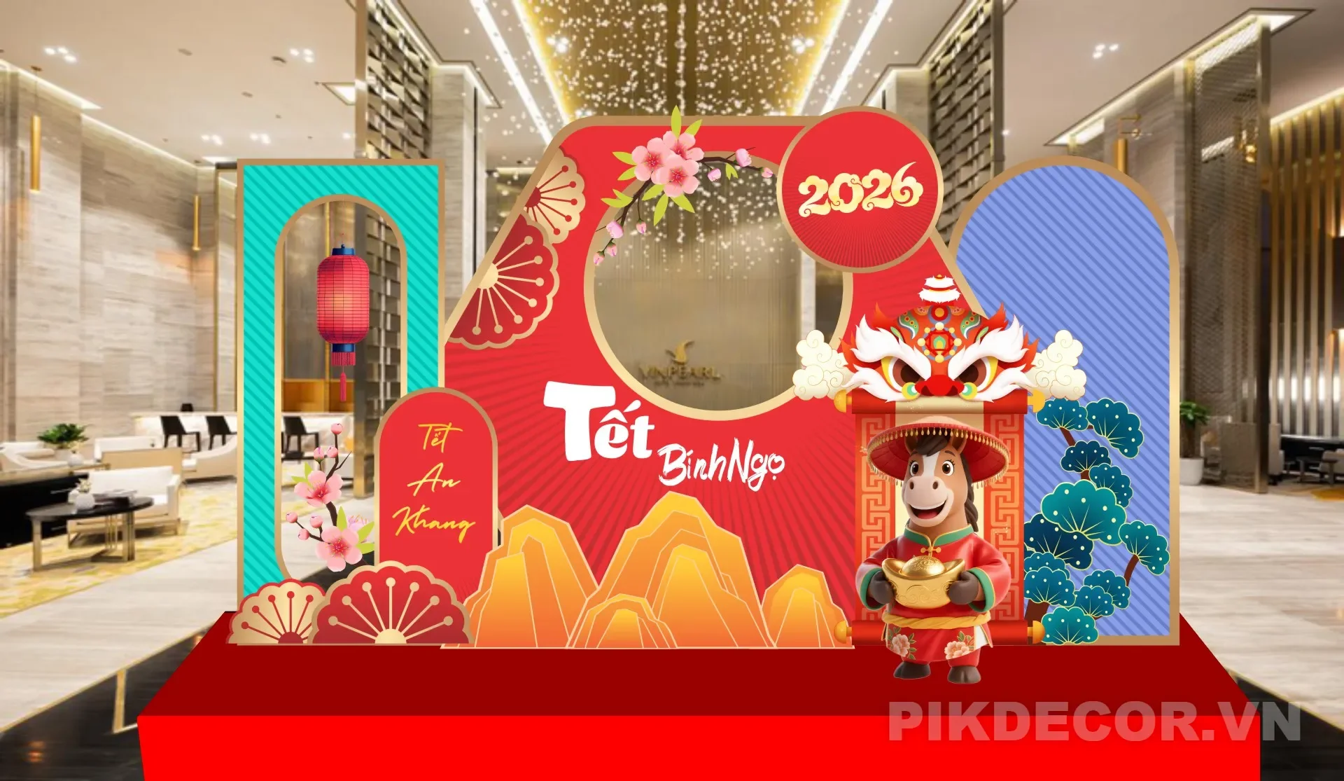 ???? Tổng Hợp File Backdrop Check-In & Tiểu Cảnh Tết Bính Ngọ 2026 Đẹp Nhất